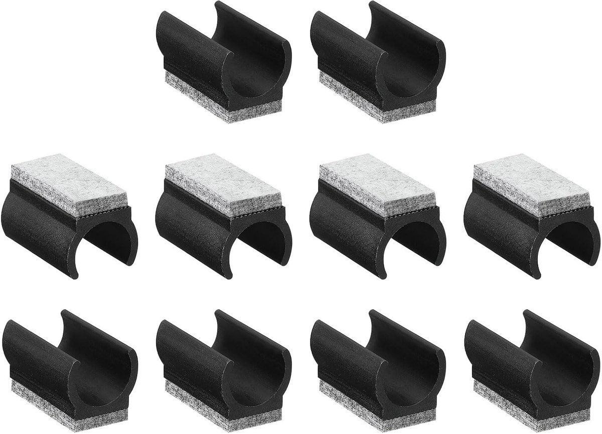 10 stuks stoelpoot-puntdoppen met viltkussens, U-vormige stoelbuis, vloerbeschermers, meubelbeschermpoten, glijders, geschikt voor metalen buispoten van 22 mm, zwart, grijs kussen