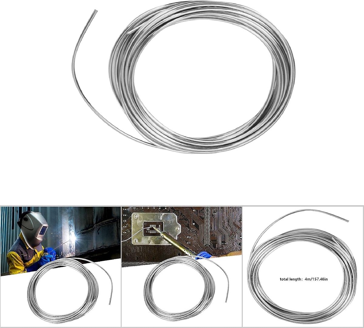 Aluminium Gevulde Draad Koper Aluminium Gevulde Draad, Koper Aluminium Lasstaaf Buigbare Metalen Ambachtelijke Draad Koper Aluminium Lasstaaf voor Lassen (4 m / 13,1 ft)