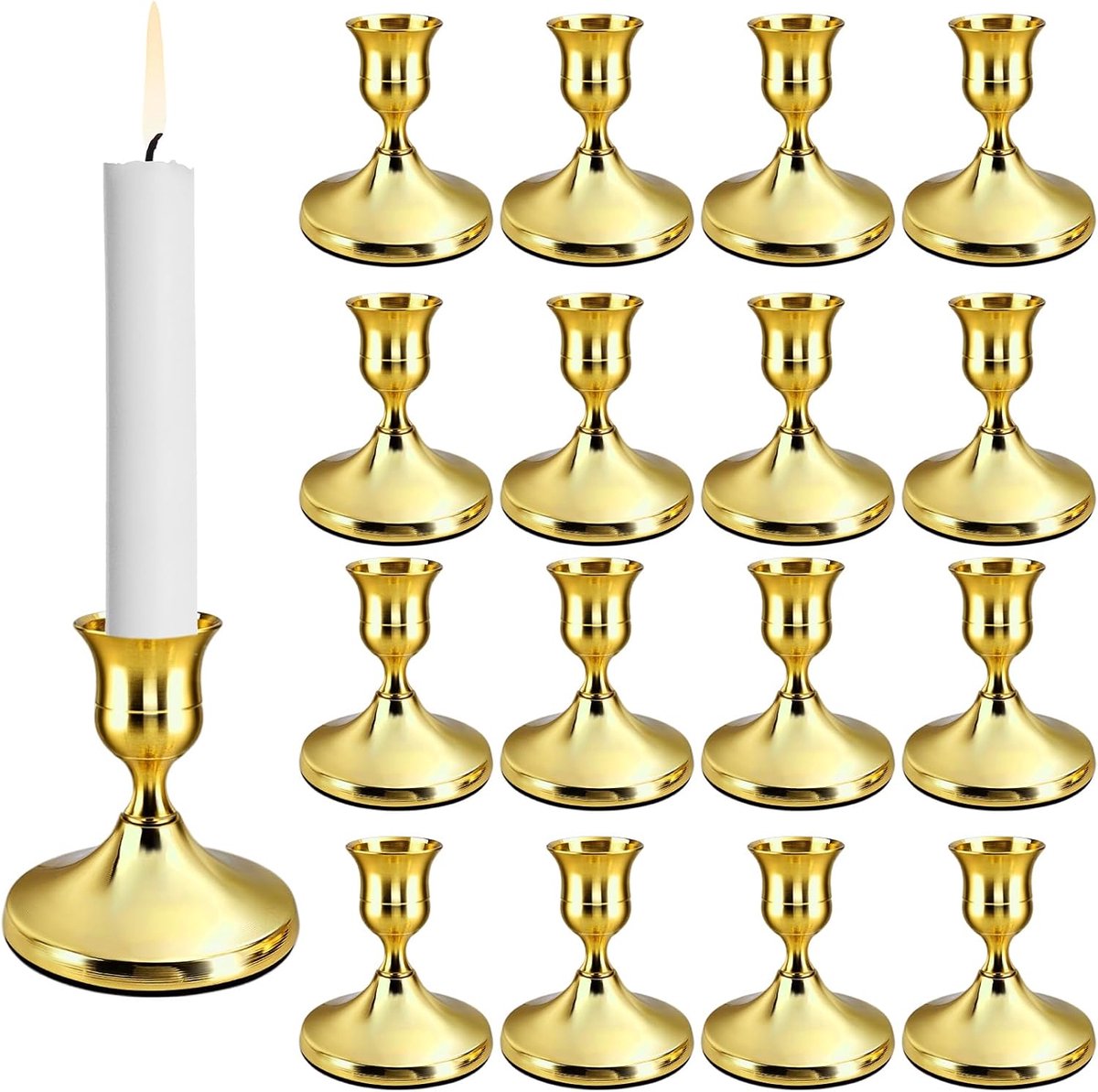 18 Stks Vintage Kleine Kandelaar Houders, Gouden Taper Kaarsenhouder Metalen Kaars Sticks Houder voor Eetkamer Tafel Middenstuk Valentijnsdag Bruiloft Party Mantel Decoratie