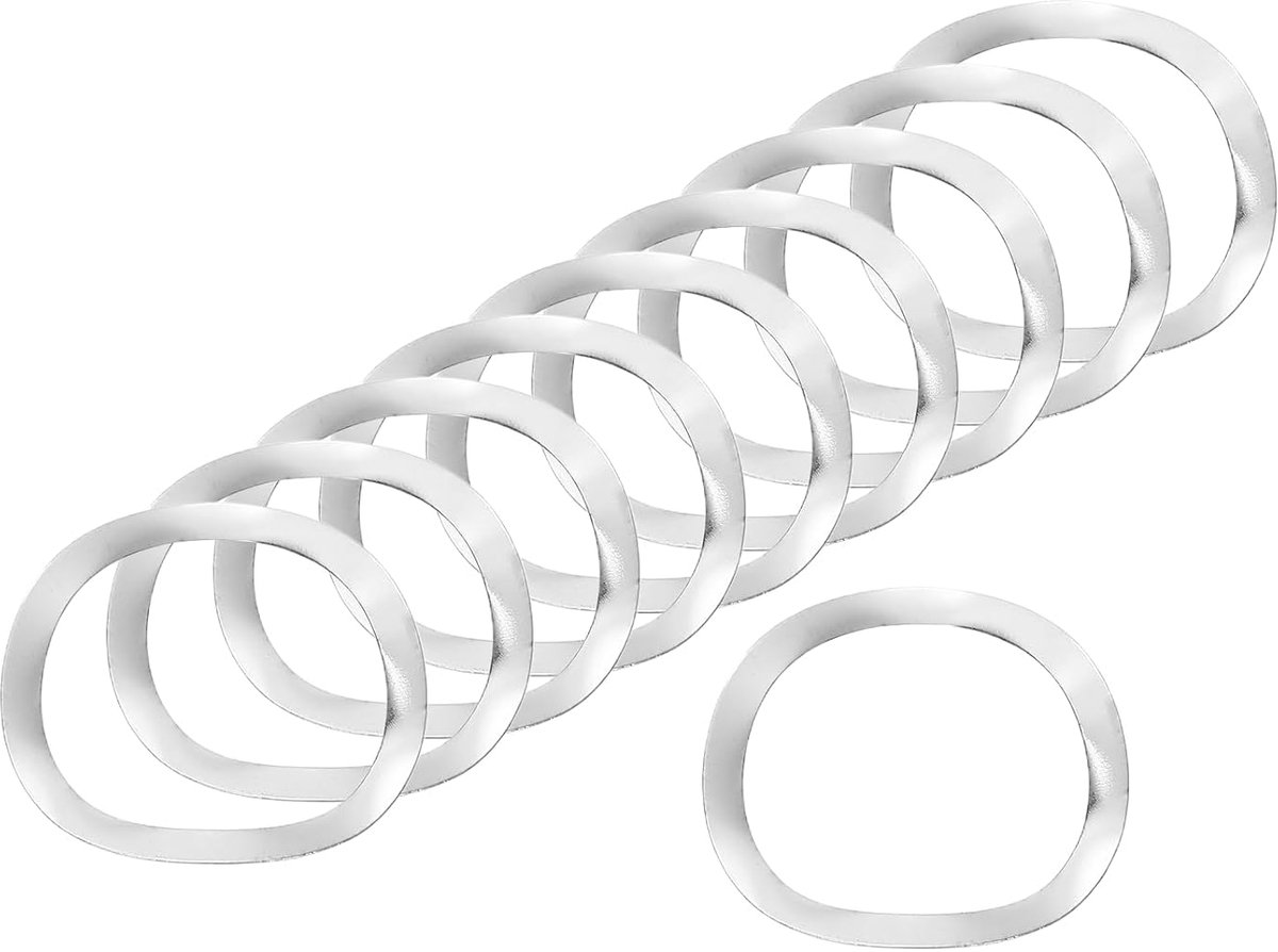 Golfveerringen, 20 stuks, 23 mm x 29 mm x 0,3 mm (OD x ID D) - gebogen sluitringen van roestvrij staal 304 voor schroeven, asschijven voor machines (zilver)