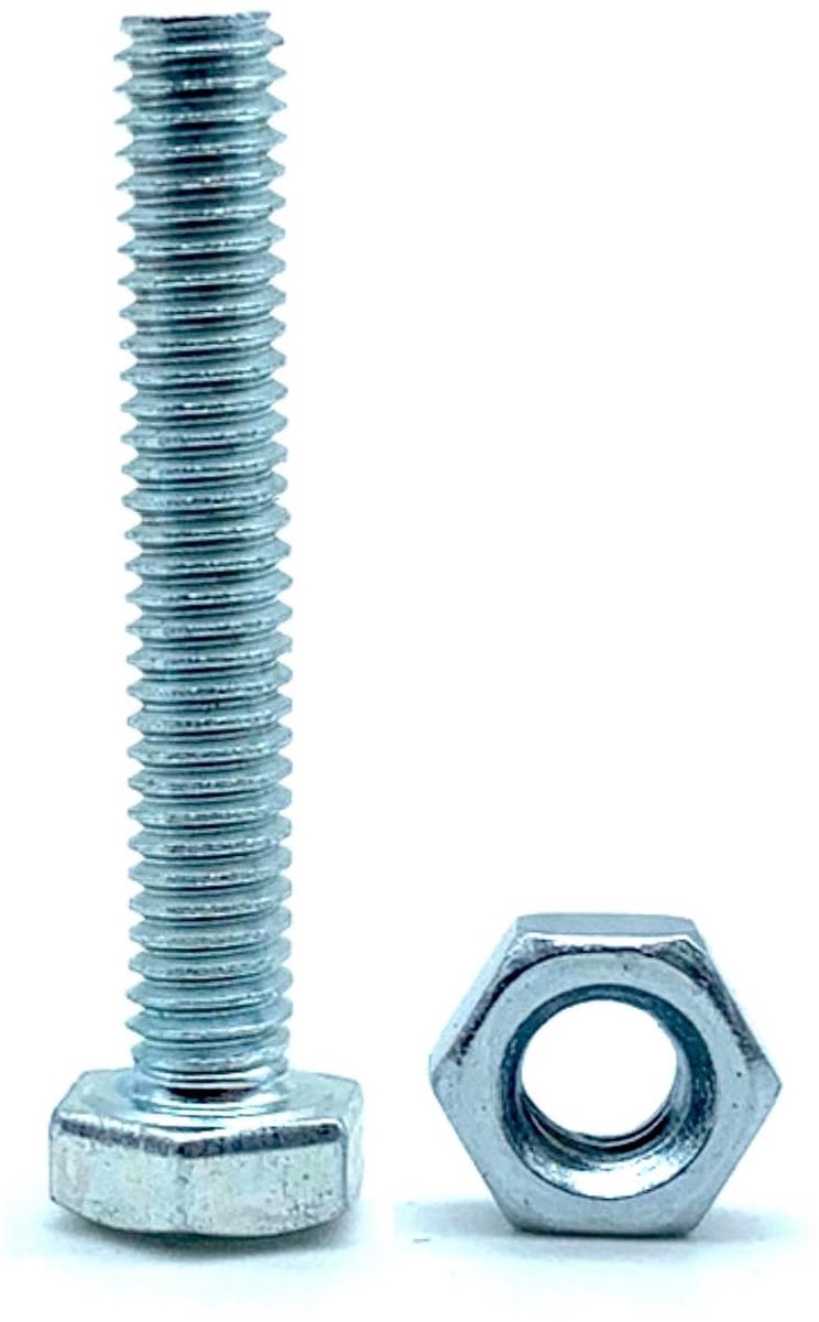Barcelona | Schroeven met Moer | 10 zeskantbouten met 10 moeren | M14x80mm | in gegalvaniseerd staal | Bouten en moeren, schroefdraadbout en moer, bouten met moer, zeskantige kop