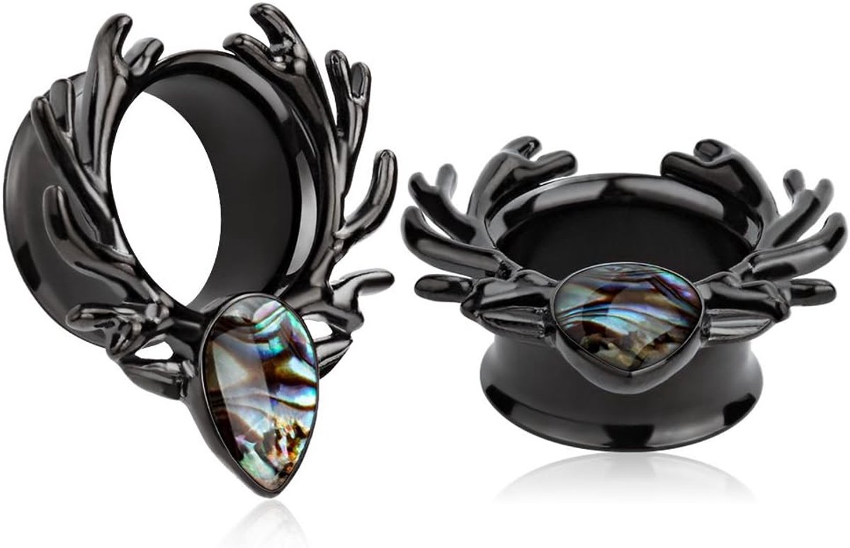 1 paar zwarte zeeschoelbos ankers slivery opaal oordopjes tunnels gauges stretch piercing