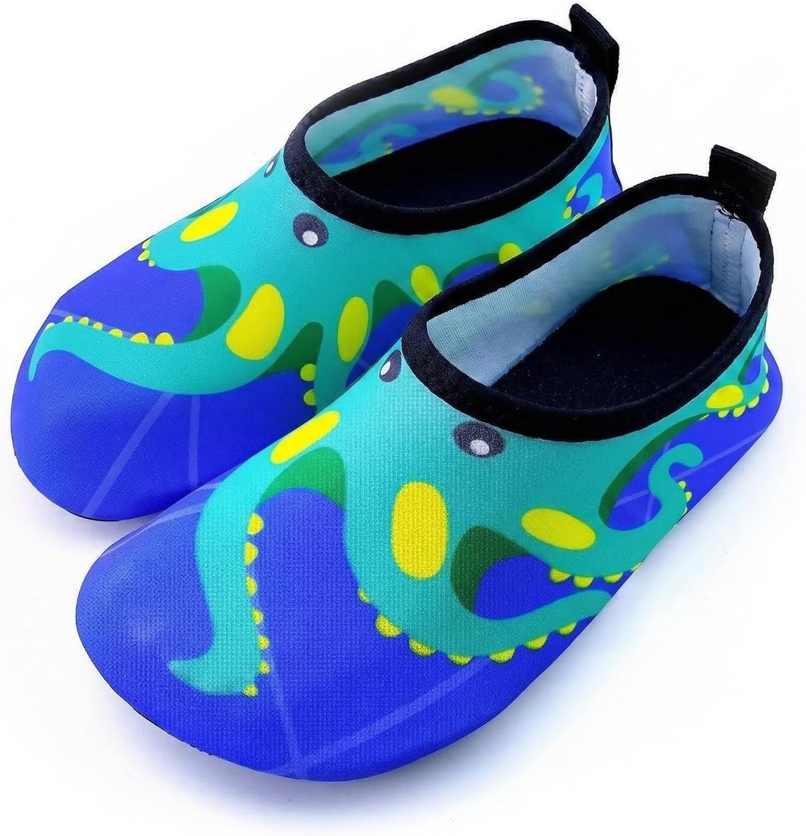 SnelShoppen - Badschoenen Kinderen Waterschoenen Jongens Meisjes Strandschoenen Antislip Sneldrogend met Octopus Patroon Blauw Maat 32-33 voor Zwembad