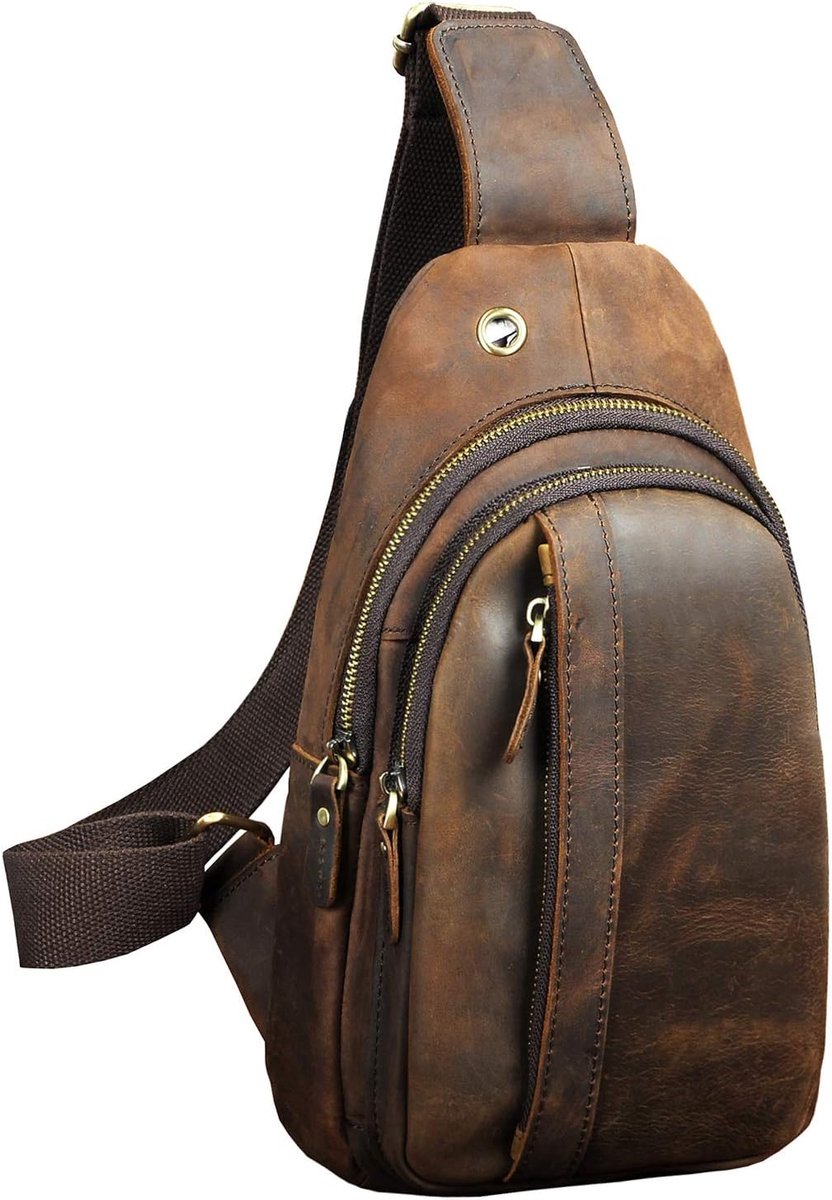 Crossbody tas voor mannen - leren schoudertas - casual en praktisch - ideaal voor hiken en reizen - SnelShoppen