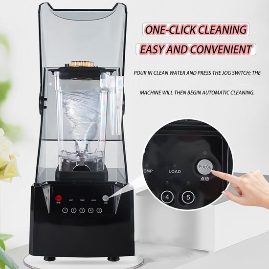 Stille Blender - Smoothie Blender - Dranken Maken - Geluidsisolerende Kap - 1800 ml - Zwart — afbeelding 5