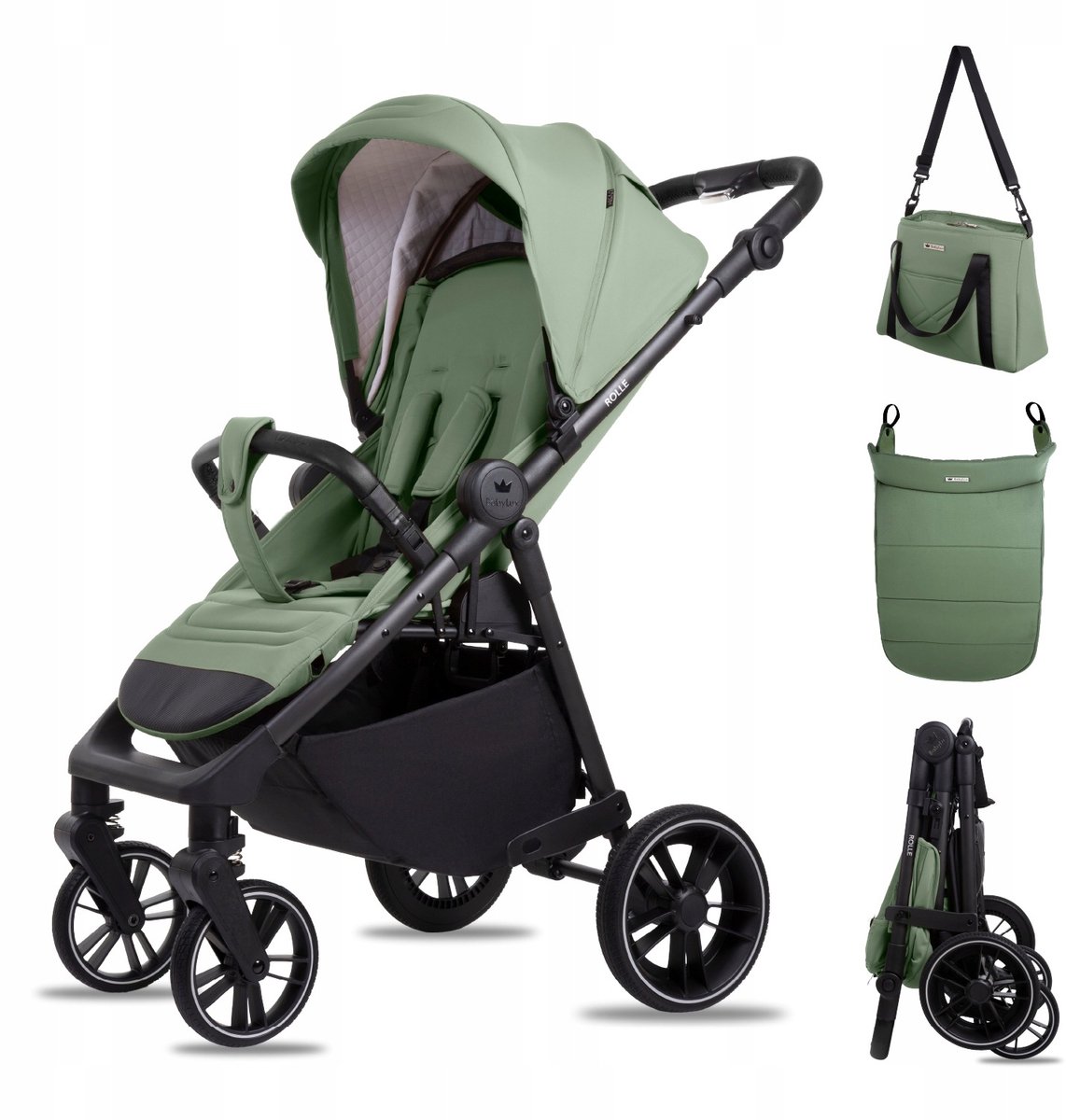 Babylux Buggy Kinderwagen ROLLE Reisbuggy met Ligfunctie, Kleur: Forest