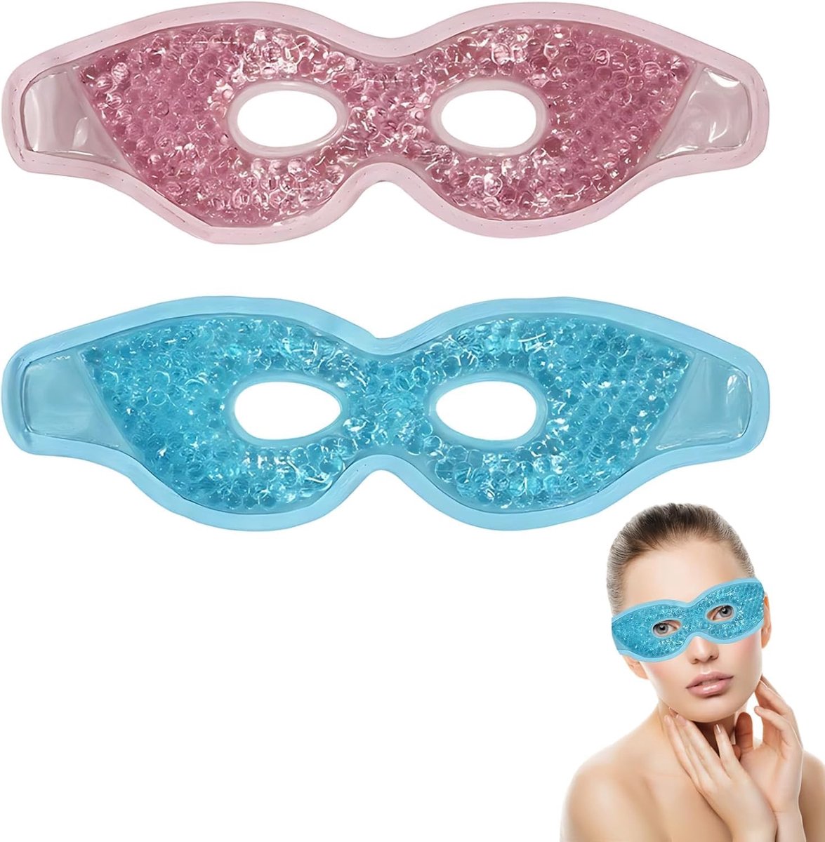 Oogmasker Koelende Gel 2 Stuks - Warm/Koud Met Verstelbare Band - Tegen Hoofdpijn en Vermoeide Ogen - SnelShoppen