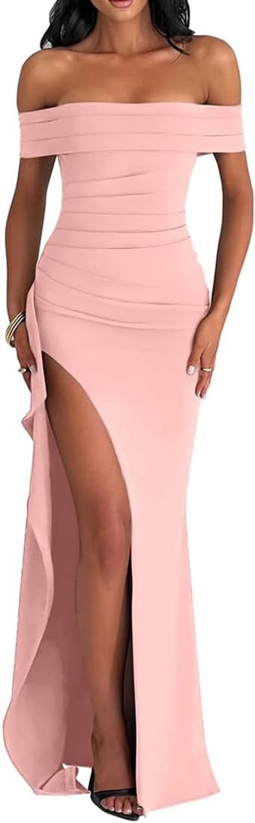 Avondjurk maxi dress - sexy off-the-shoulder - elegante slits - perfect voor feesten - SnelShoppen