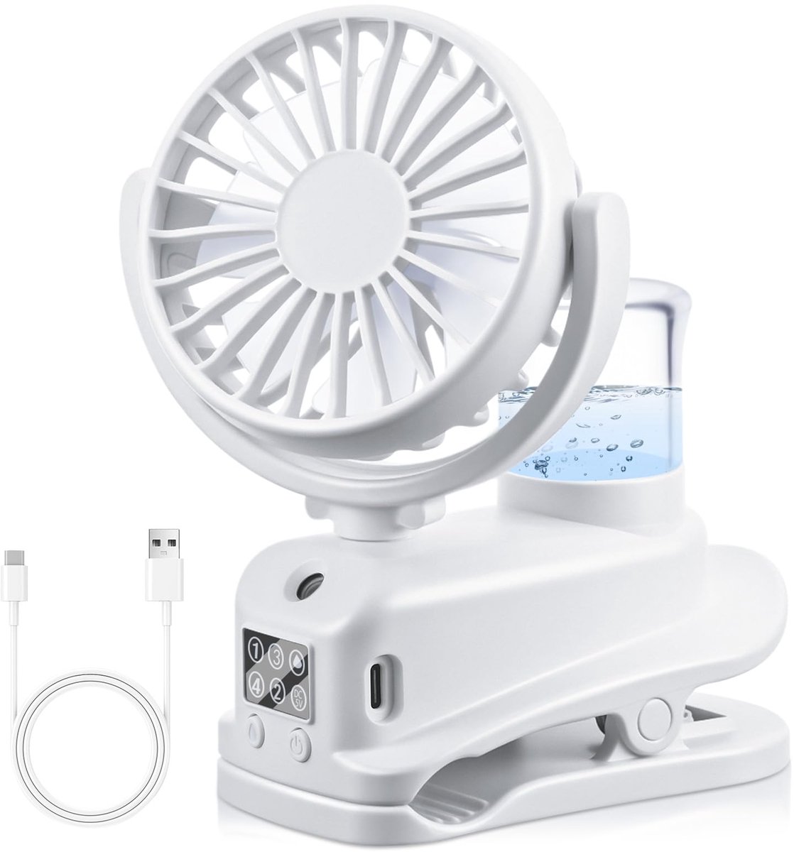 USB-ventilator met waternevel - 4 windsnelheden - met clip - ideaal voor verkoeling - ShopVlot