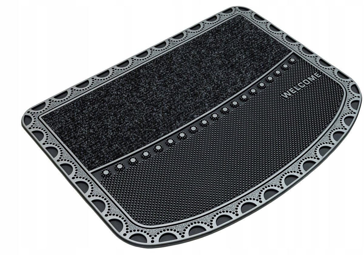 Merkloze Deurmat Halve Maan 57x75 cm - Zilver/Zwart