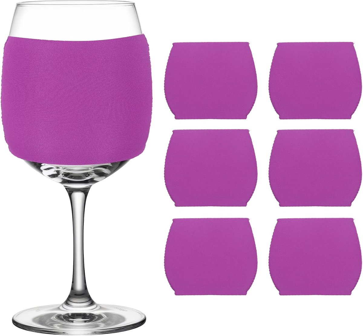 Wijnglazenhoezen, 6 stuks, voor sublimatie, herbruikbare neopreen isolatieafdekking ter bescherming van wijnglazen voor koude dranken, accessoires, paars
