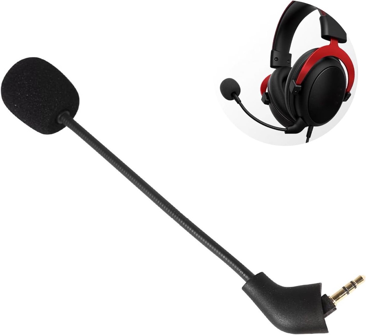 3,5 mm stopcontact, compatibel met Kingston Hyperx Cloud Alpha Cloud/Hyper X Cloud 2/Cloud Core/Cloud Pro/Cloud X, ruisonderdrukkende microfoon voor videogames, zwart