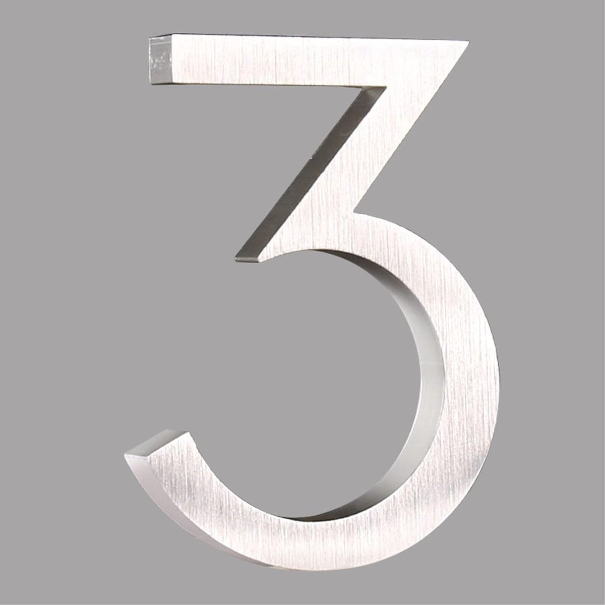 Floating House Number 6 inch Stylish Door Numbers Alphabet Plaque Street Home Address Numerals (3, Silver)