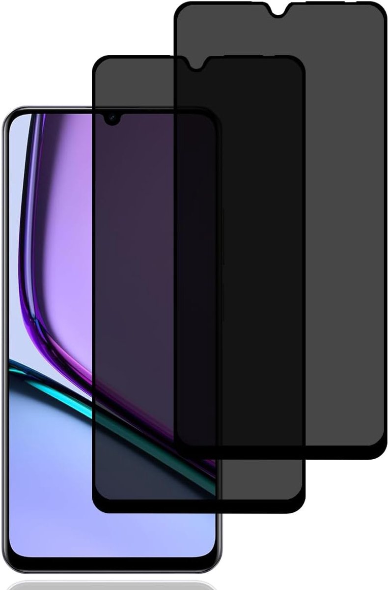 Screen Protector voor Realme Note 60/Realme Note 60x [2 stuks] | anti-spy gehard glas film, 9H hardheid, krasbestendig, anti-vingerafdruk, hoge gevoeligheid, anti-spy schermbeschermer