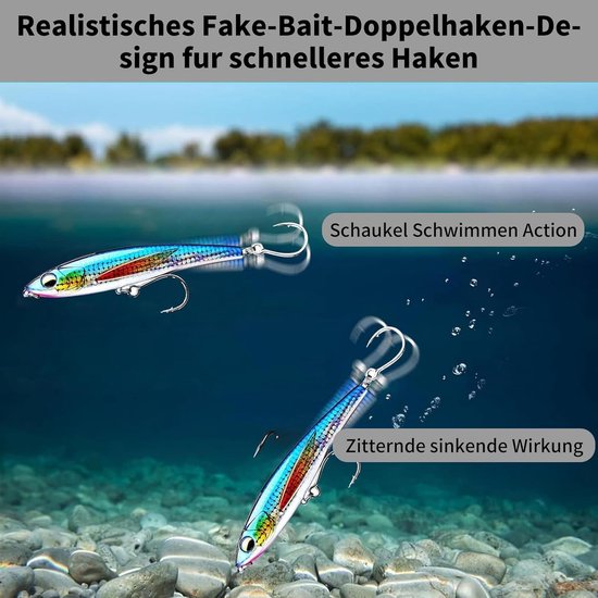 Visaas, 12 cm, 50 g, potlood, zinkend, rubberen vis, pilker, wobbler voor zeevissen, branding, snoek en roofvis — afbeelding 2