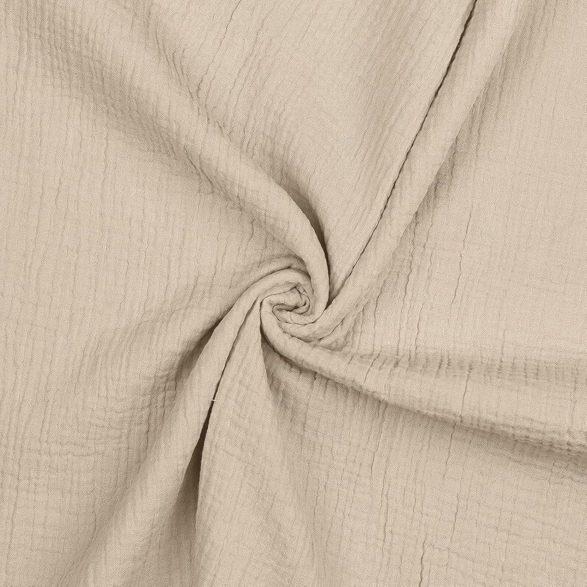Katoenen stof, 100% puur katoen, 135 cm x 110 cm – katoen, ideaal voor het naaien van beddengoed, dekens, sjaals, tafellopers en moslimkleding (lichtbeige)