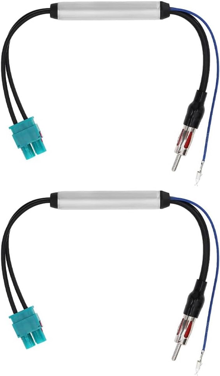 2 stuks autoradio, antenneversterker, dubbele Fakra naar DIN-adapter, compatibel met stereo-hoofdeenheid, ontvanger, autoradio