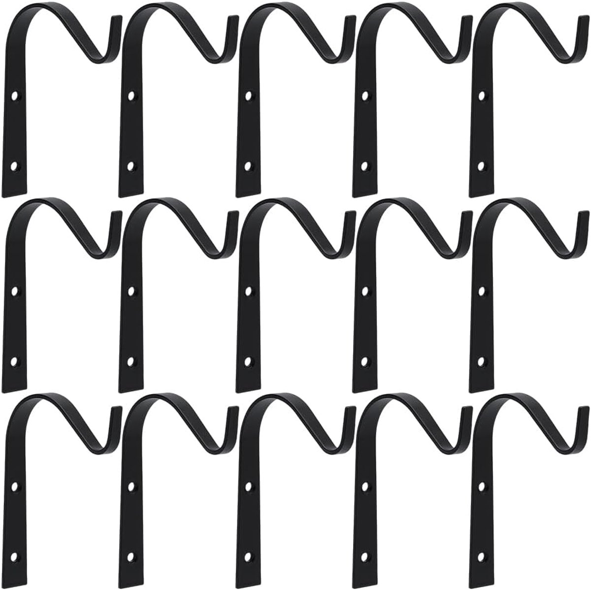 15 stuks wandhaken van ijzer, 9,8 cm, hangplantenhaken, hekhouder van metaal, zwart, rustieke decoratieve haak met schroef om op te hangen, lantaarns, vogelvoederhuis, keukengerei