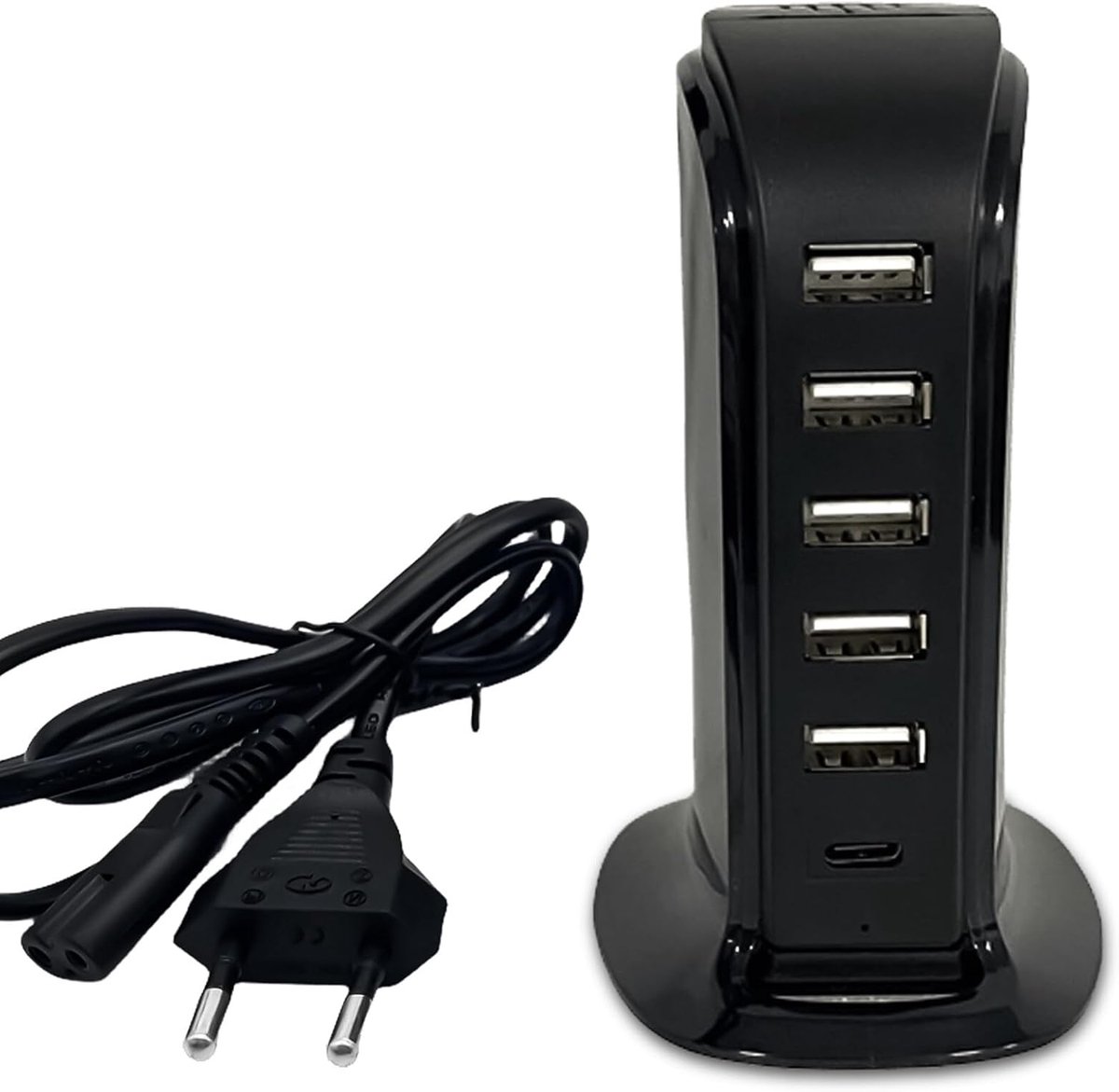 Meervoudig, 6-poorts multi-laadstation, voeding, meerdere desktoplader met netsnoer, Quick Charge compatibel met headset, mobiele telefoon, tablet, smartphone (EU)