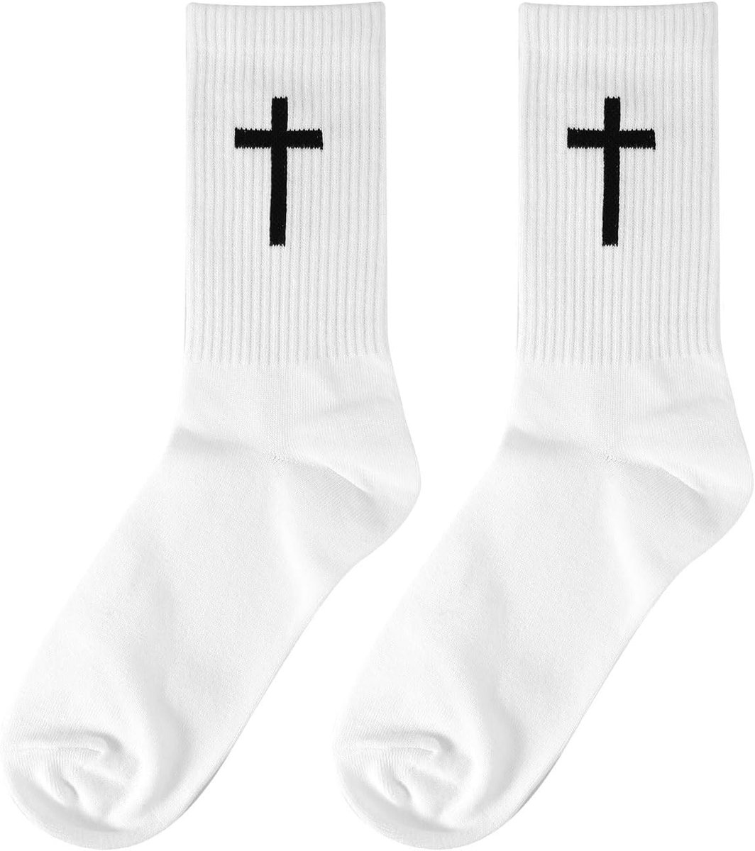 Kruissokken voor Mannen en Vrouwen, Zachte Ademende Katoenen Christelijke Gebedssokken Jezus-Geloofskousen Religieuze Geschenken voor Vader Echtgenoot Vrienden Jeugd