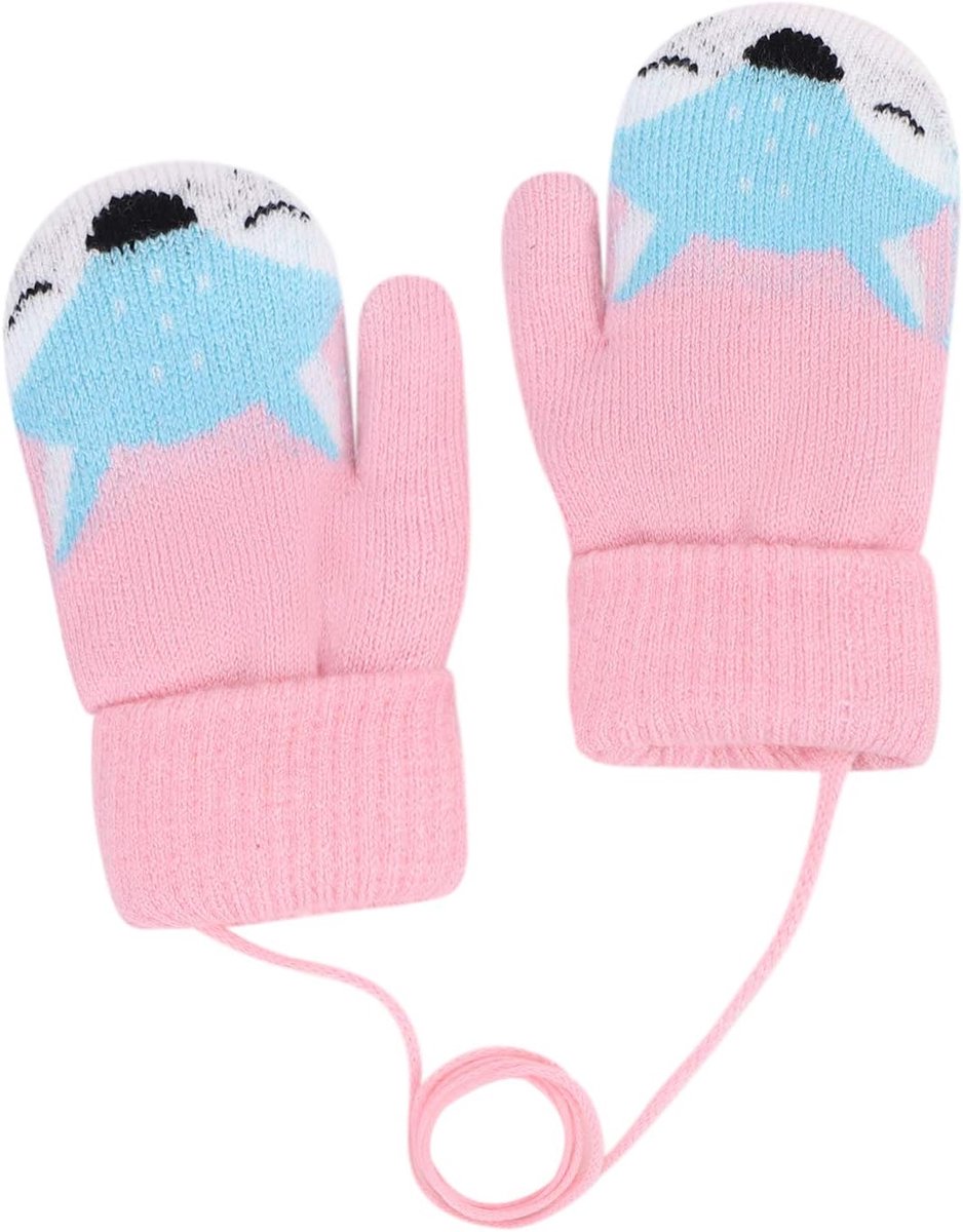 Handschoenen met vos patroon, gebreide handschoenen voor kleine kinderen, winddicht, thermische handschoenen, dikke loophandschoenen, warme babyhandschoenen, wanten 1-3 jaar oud