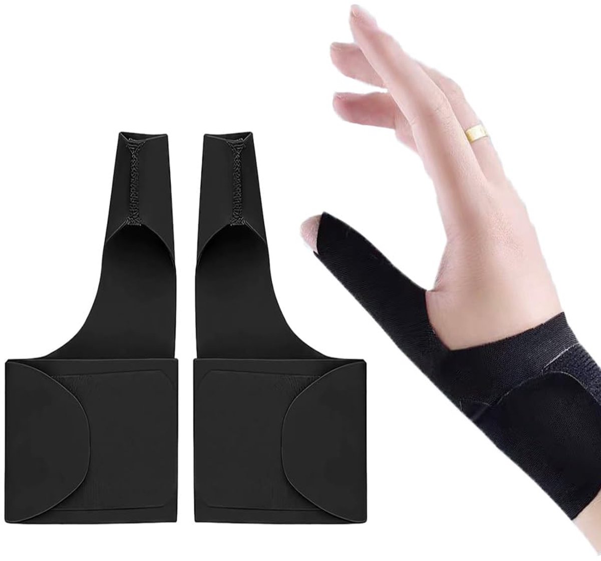 2 stuks duimbrace, rechts, links, elastische duimpolsspalk, compressiehuls, polsspalk, carpaal tunnelsyndroom-rail, polsbandage (zwart)