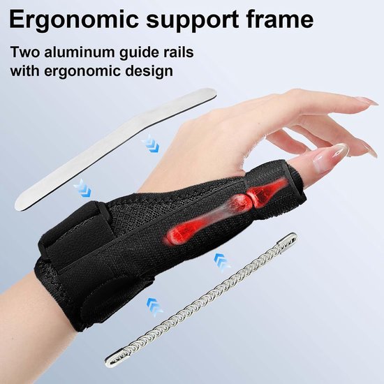 Links en rechts, verstelbare polsbandages met 2 metalen rails, polsbandage voor artritis, duimspalk, duimzadelgewricht bandage voor artritis, zadelgewricht, universele maat — afbeelding 4