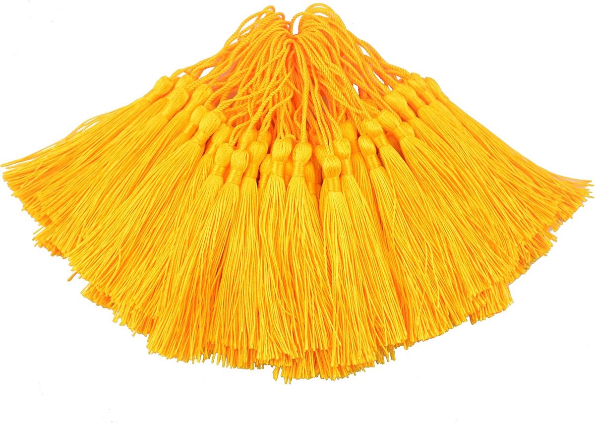 100 stuks 13 cm/5 inch zijdeachtige floss bladwijzer kwastjes met 2 inch koordlus en kleine Chinese knoop voor het maken van sieraden, souvenirs, bladwijzers, doe-het-zelf ambachtelijke accessoire