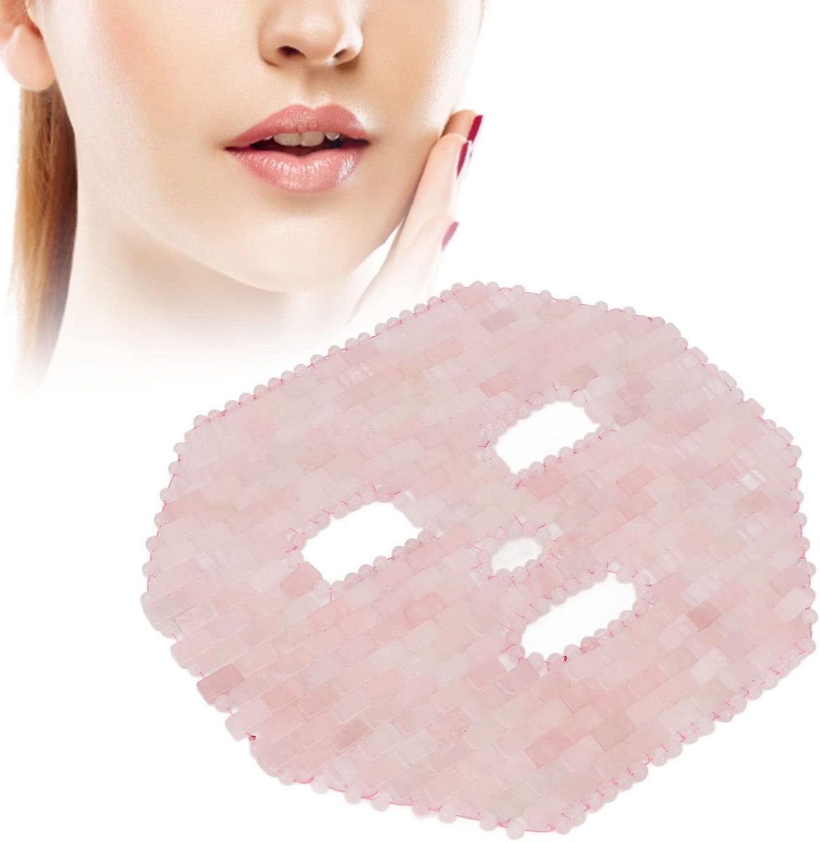Gezichtsmasker Slaapmasker, Quartz Gezichtsmasker Koeling Jade Premium Anti-Aging Gezichtsslaapmasker Warm en Koude Therapie Gezichtsmasker Jade oogmasker voor Spa Donkere Ringen (Rozenkwarts)
