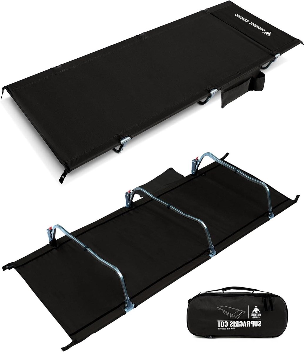 Veldbed Inklapbaar - Campingbed Opvouwbaar - Outdoor Ontspanning - Extra Breed Draagvermogen - 190x70cm - Zwart