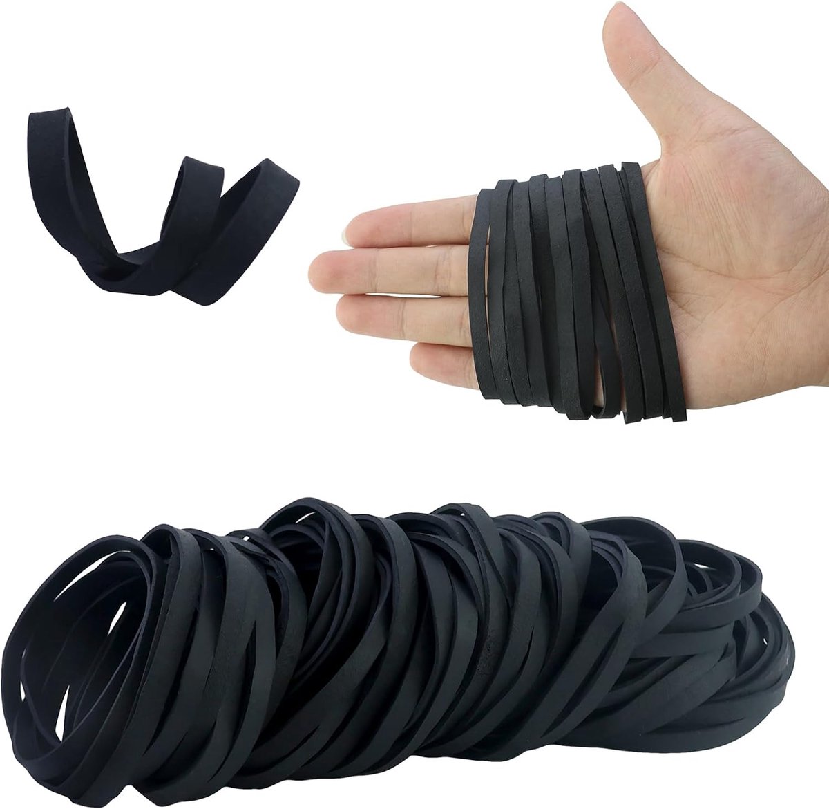 120 stuks rubberen banden, zwart, breedte 60 x 5 mm, huishoudelijk rubber, duurzaam en scheurvast, herbruikbaar, kantoor, huishoudrubber