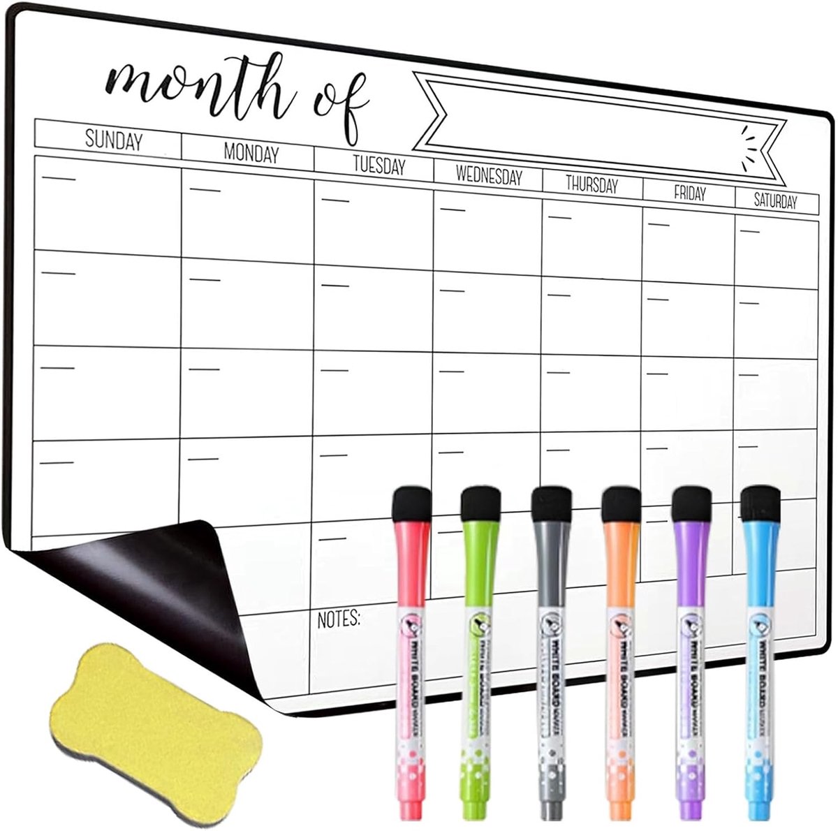 Magnetische koelkastplanner - magnetisch whiteboard - droog afwasbaar - overzichtelijke weekplanning - SnelShoppen