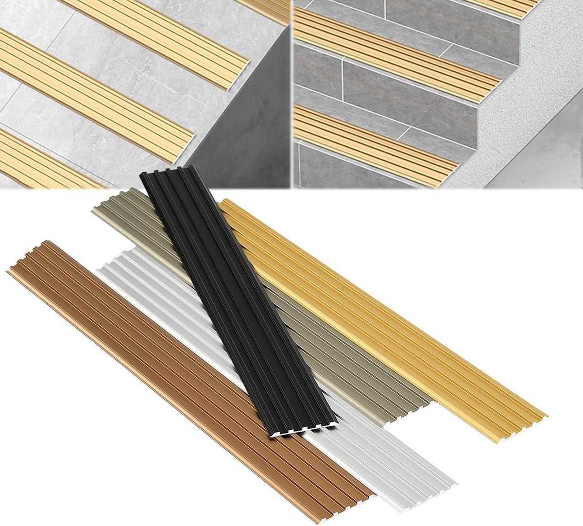 Antislip Trap Nosing - Veiligheidsstrip Trap - Trappen Beveiligen - Waterdicht Aluminium - 90 cm Lengte - Zwart Zilver