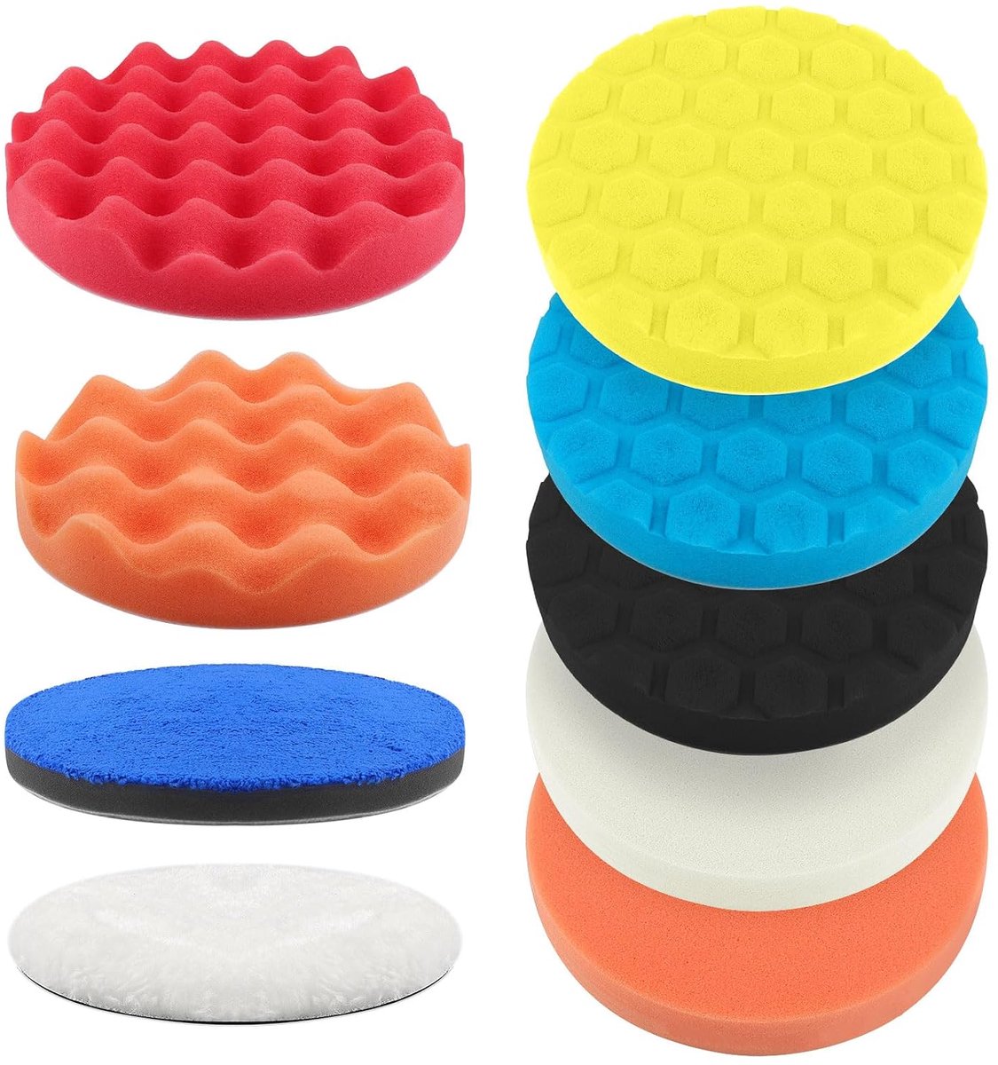 9-delige polijstspons 125 mm klittenband auto polijstpads klittenband set golven/plat/honingraat polijstsponzen polijstset auto 125 mm polijstsponzen polijstpad voor excentrische polijstmachine