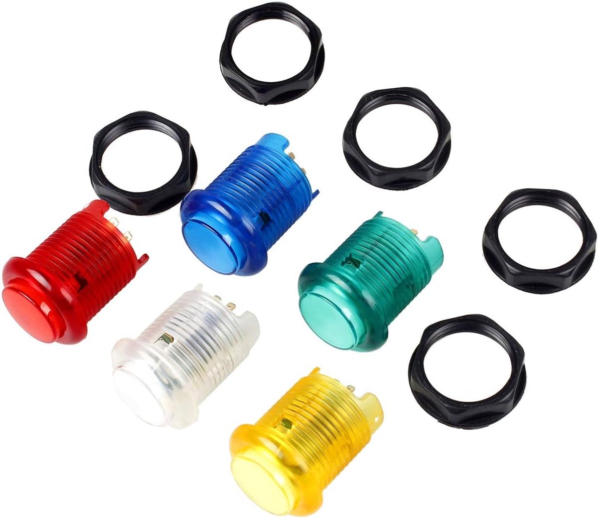 5 x 30 mm Arcade LED-verlichting 5 V verlichte toetsen voor Arcade-games, machine DIY onderdelen Jamma Mame Raspberry Pi 1 2 3 (elke kleur 1 stuks) en 5 kleuren