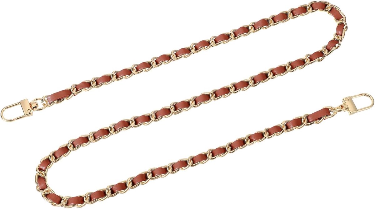 Tasketting - Vervangende riem - 80 cm - Met gespen - Voor handtas - Bruine riem + gouden ketting