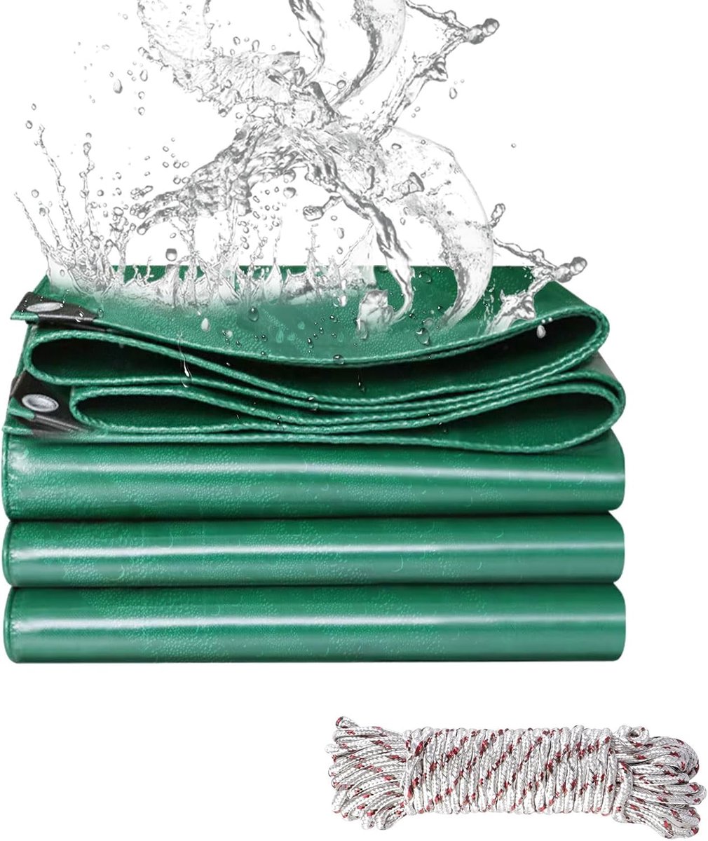 zeildoek 440 g/m², extra waterdicht, met versterkte ogen voor meubels, multifunctioneel, groen (2 x 3 m)