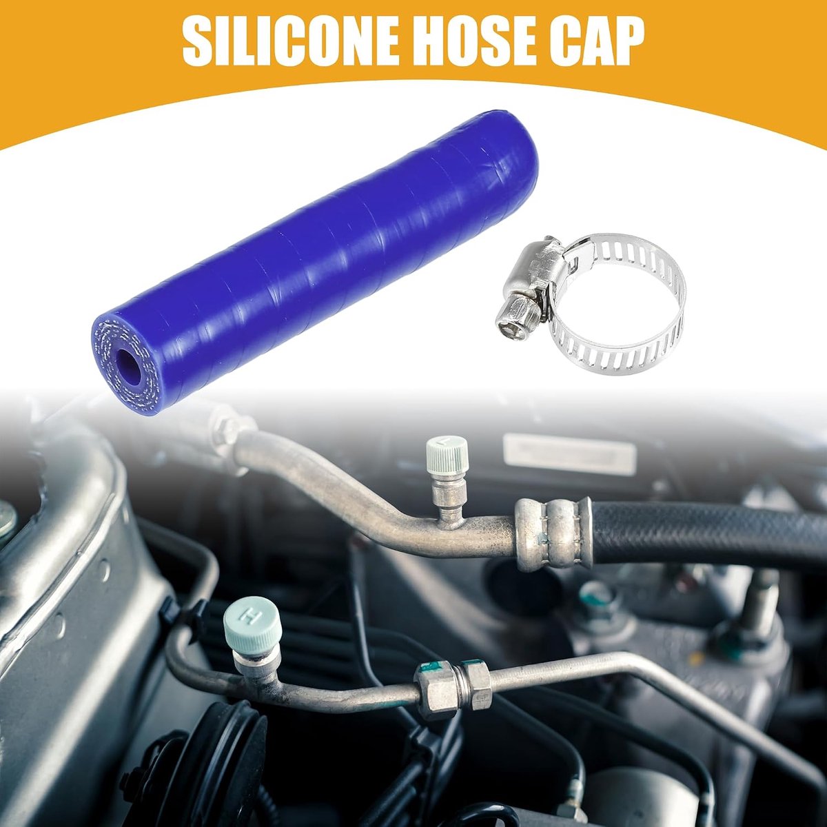 1 set 6 mm 0,24" ID, universele siliconen slangkap, aanzuig-vacuümslang-eindstop met klem, auto voor koelvloeistof-verwarmingsomleiding, vacuüm-wateraansluiting, siliconen blauw