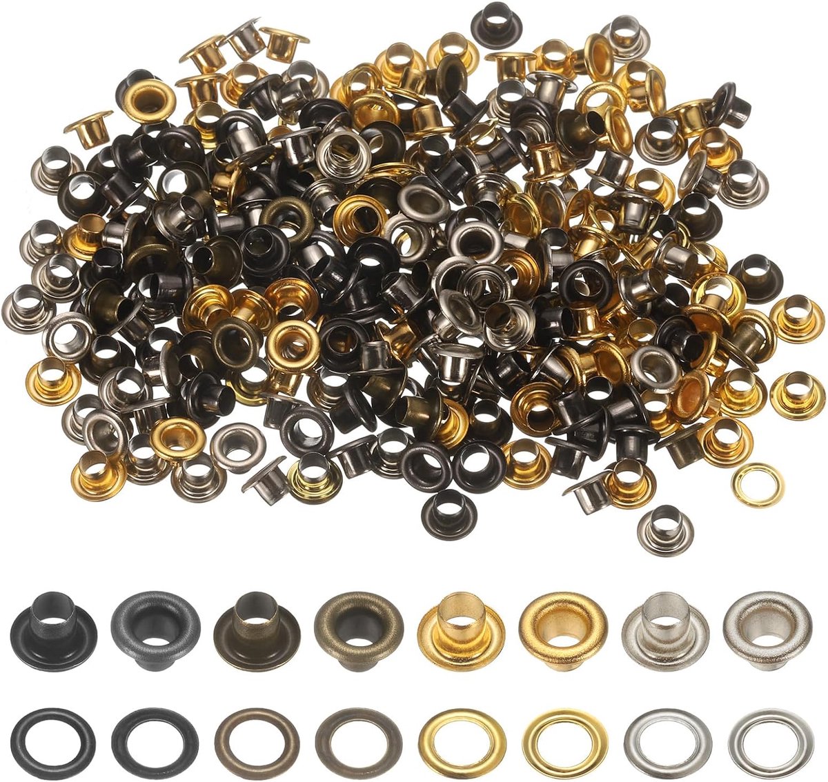 Ogen set metalen ogen 3,5 mm gat oogje zelfklevend voor schoenen kleding riem tas doe-het-zelf project, 4 kleuren