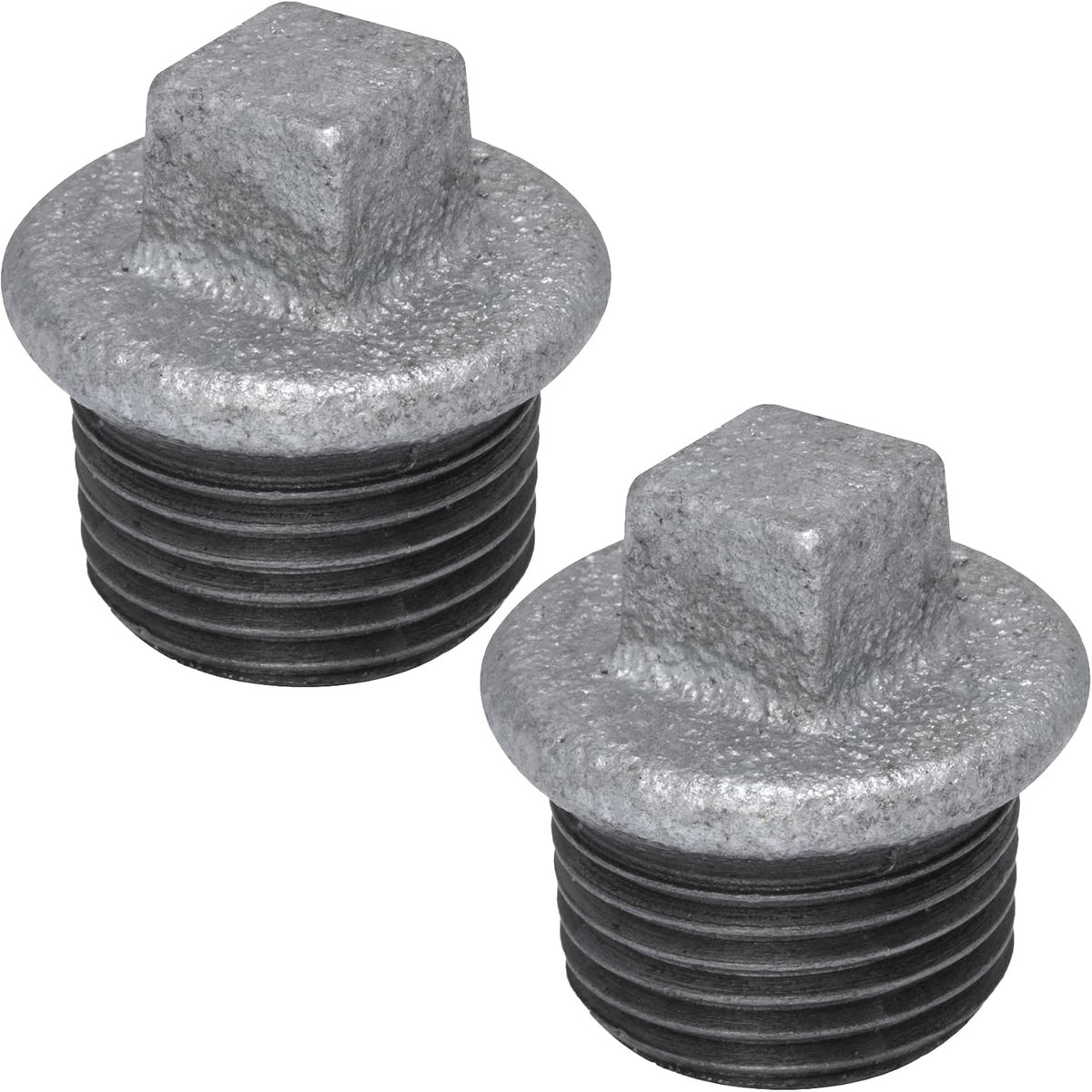 - C65028 - Set met 2 schroefdoppen 1/2 inch om op gietijzer te schroeven - verzinkt oppervlak - leidingen sanitair verwarmingssysteem waterzuiveringssysteem