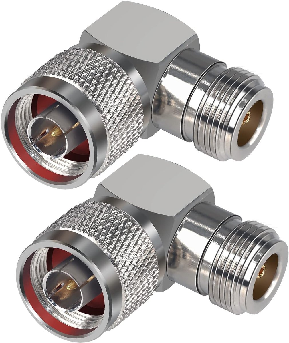 Haakse N-type N-stekker naar N bus 90 graden RF L-vormige coaxiale stekker N-type hoekadapter voor WLAN-antenne-verlengkabel 2 stuks