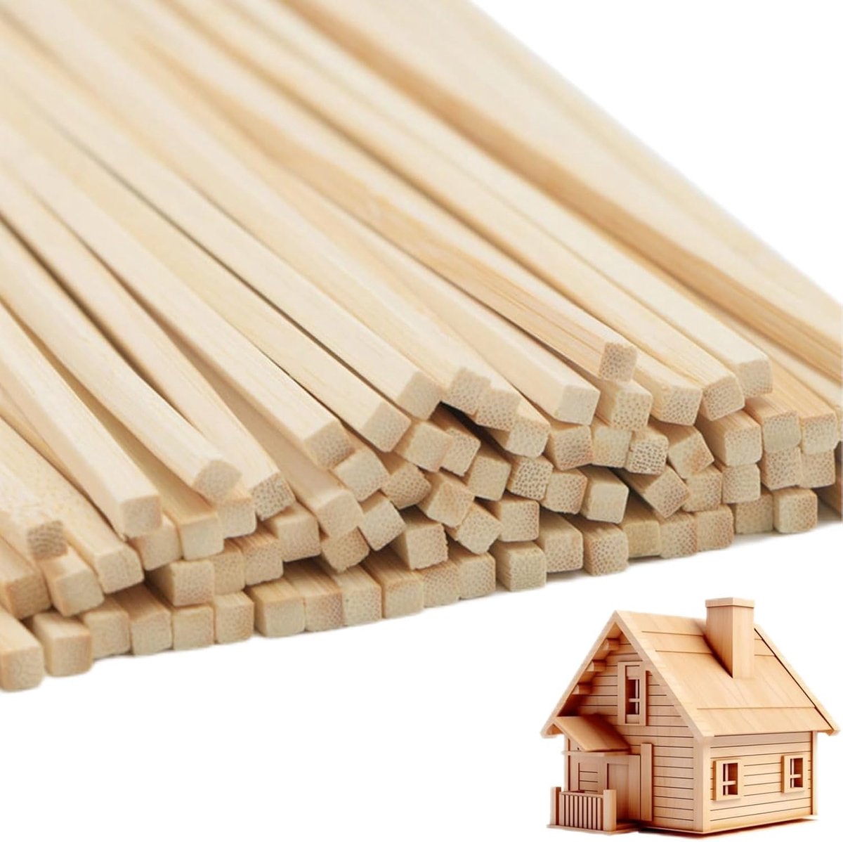 suikerwattenstaafjes, 120 stuks, 300 mm x 4 mm, suikerspin, houten stokjes, bamboestaven, houten stokjes om te knutselen, modelbouw, doe-het-zelf, handwerk, houtwerk
