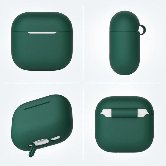 Hoes Compatibel met AirPods 4th Generation hoes 2024, Ultra-Thin, Beschermend Siliconen hoesj voor AirPods 4, LED vooraan zichtbaar (donkergroen) — afbeelding 4