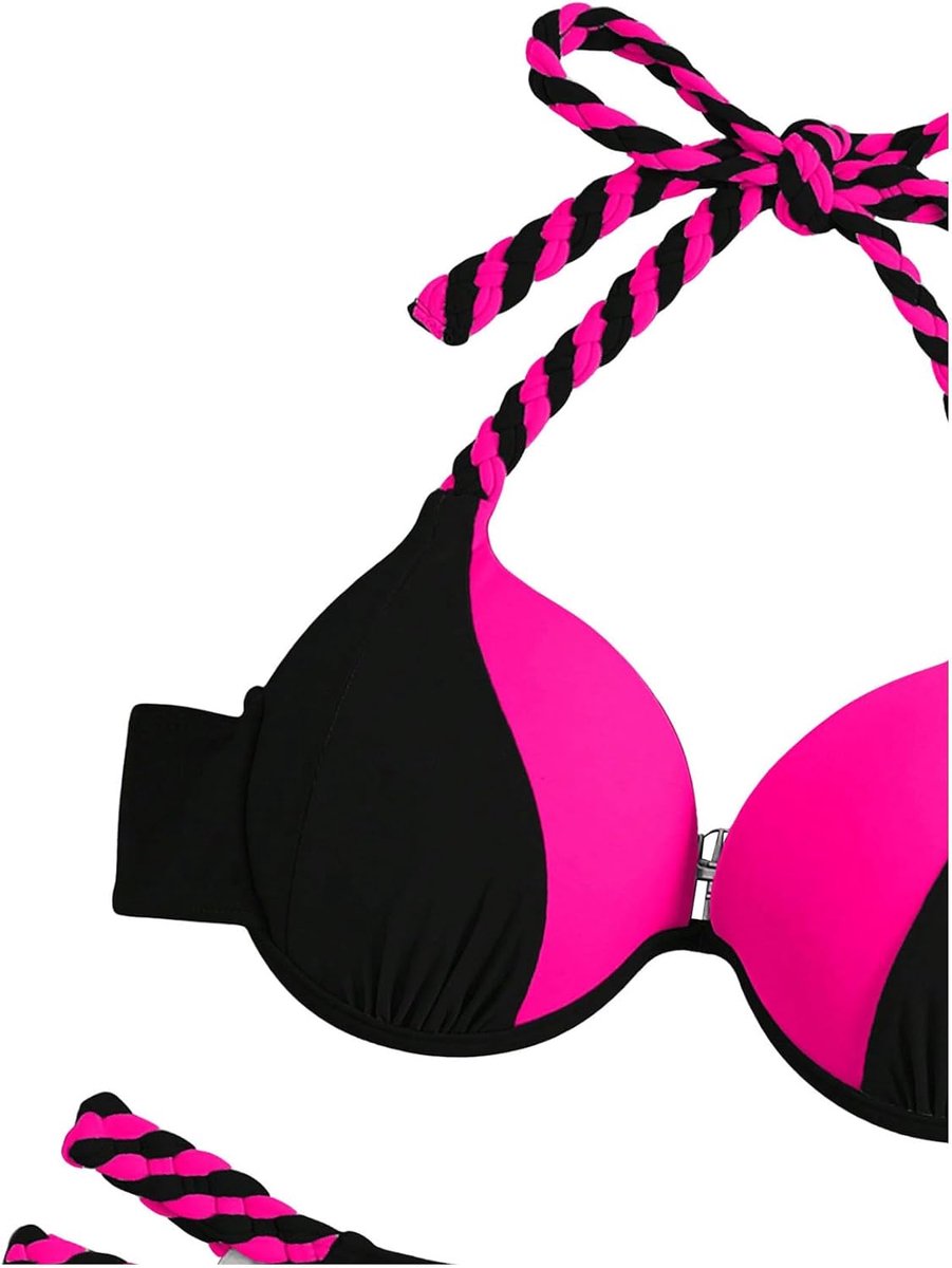 Push-up bikini dames set halter bikini met beugel cut out bikini met kleurblok tweedelig badpak