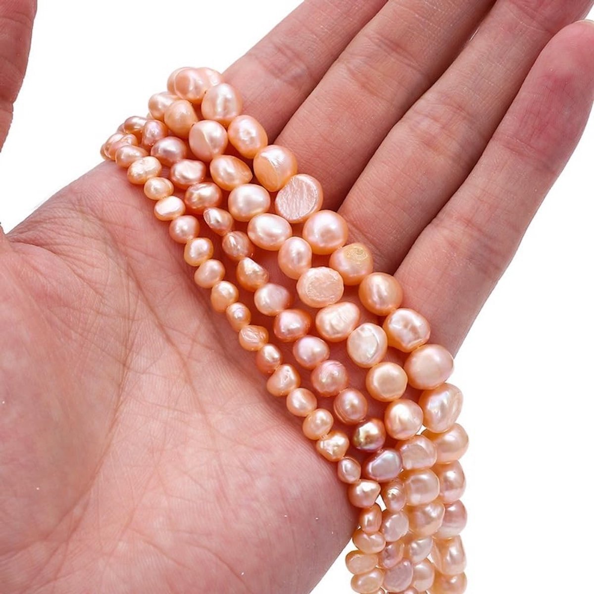 Natuurlijke gecultiveerde onregelmatige zoetwaterparels, 6-7 mm, losse kralen met gat, om te rijgen, voor doe-het-zelf handgemaakte sieradenaccessoires, halsketting, oorbellen, sieraden, roze,