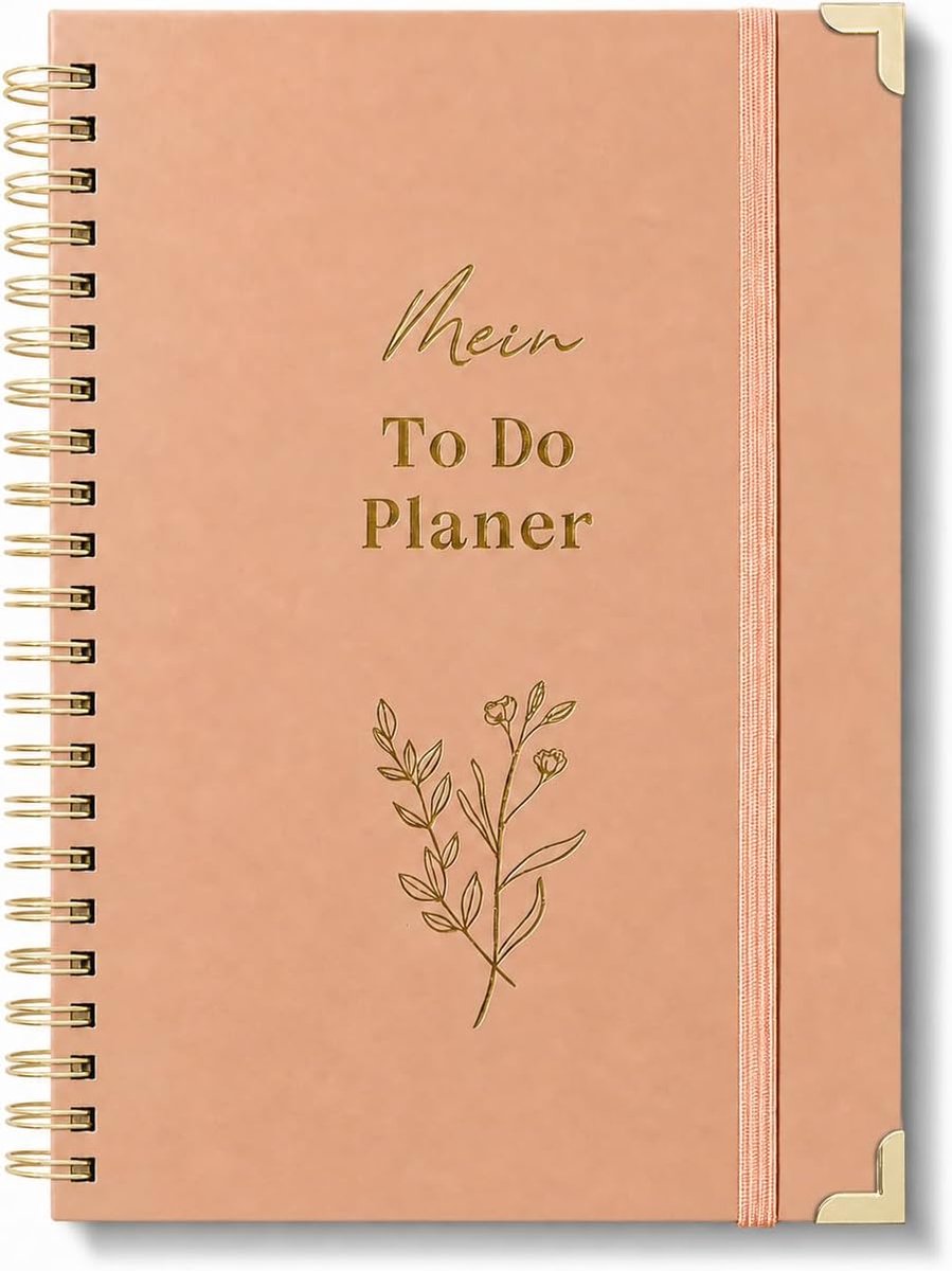 Dagplanner, ongedateerd, A5, 120-dagen to do-planner voor taken en notities, to do-lijstblok, dag- en weekplanner, spiraalblok, hardcover, perfect voor kantoor, school en organizer, warm roze