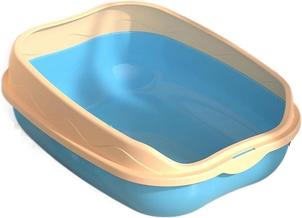 Kattenbak - Huisdiertoilet - Kattenverzorging - Anti-spat ontwerp - 55 x 45 x 20 cm - Blauw