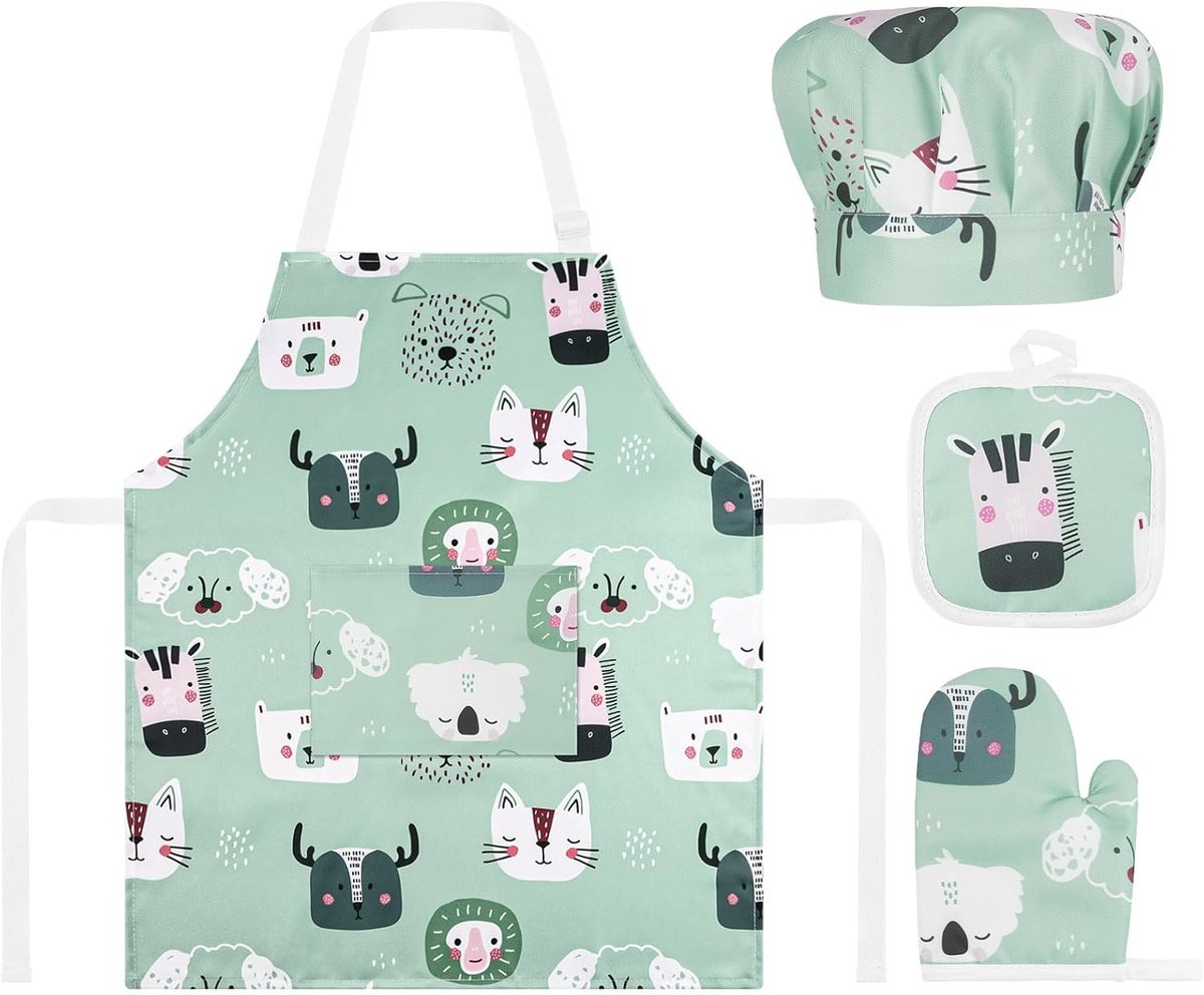 Kinderschort verstelbaar 2-6 jaar - kookschort met zakken en hoed - perfect voor koken en bakken - SnelShoppen