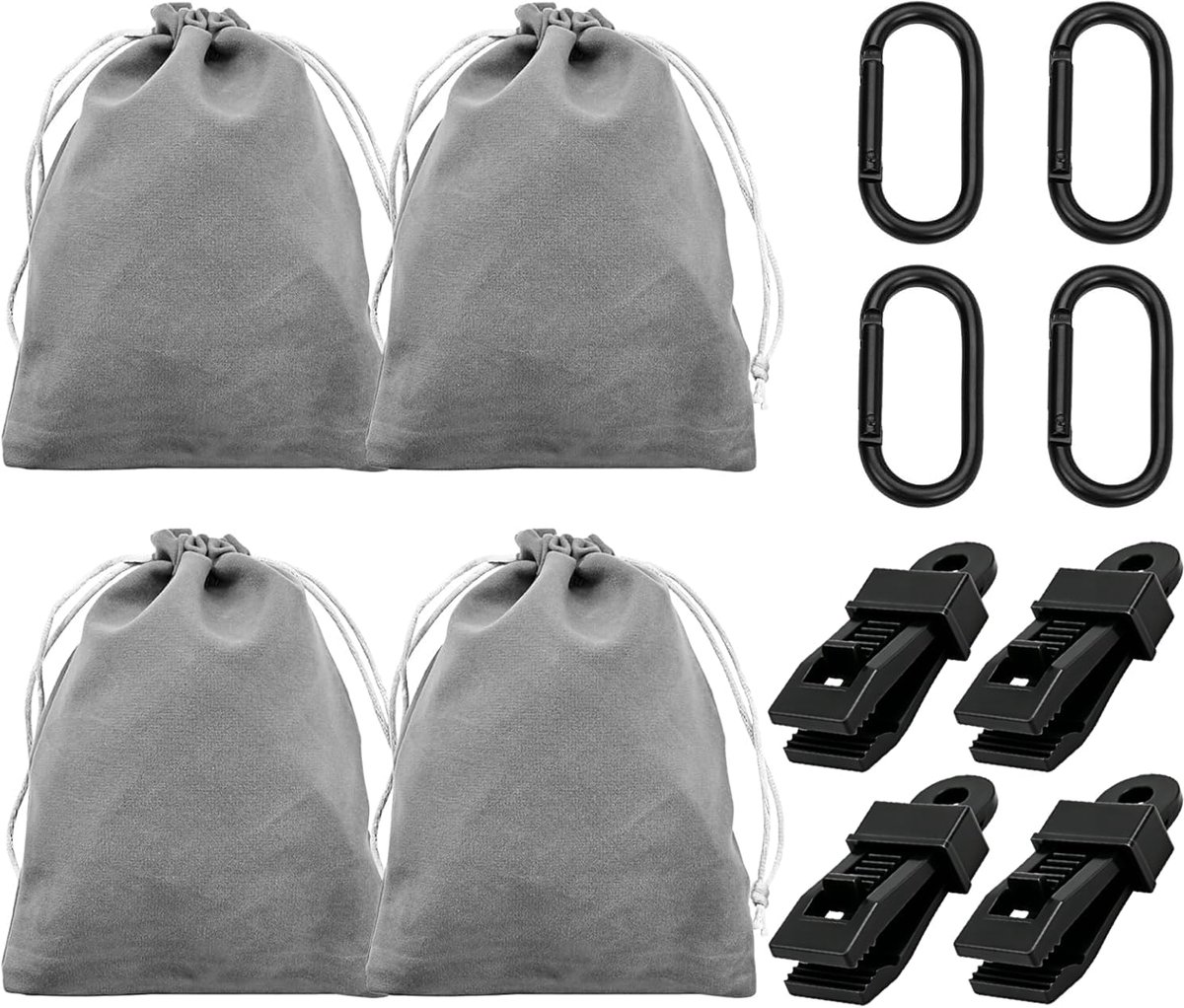 Gewichtzak voor partytent met 4 zakken - Inclusief carabiners en clips - Ideaal voor buitengebruik - SnelShoppen