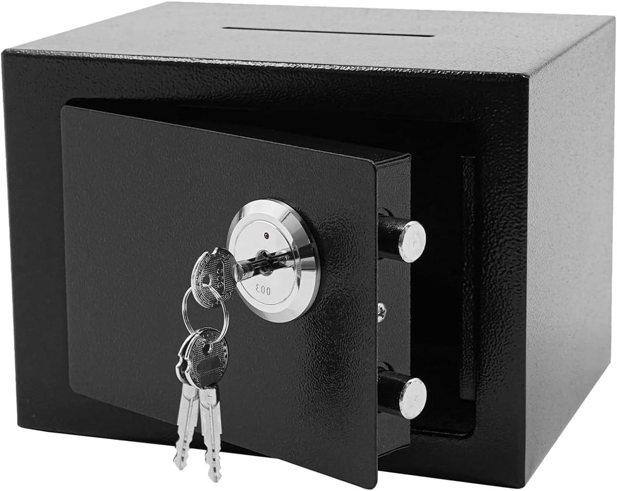 Kleine Kluis - Beveiligingsbox Geld - Veilig Opslaan - Meerlaagse Structuur - 23 x 23 x 23 cm - Zwart